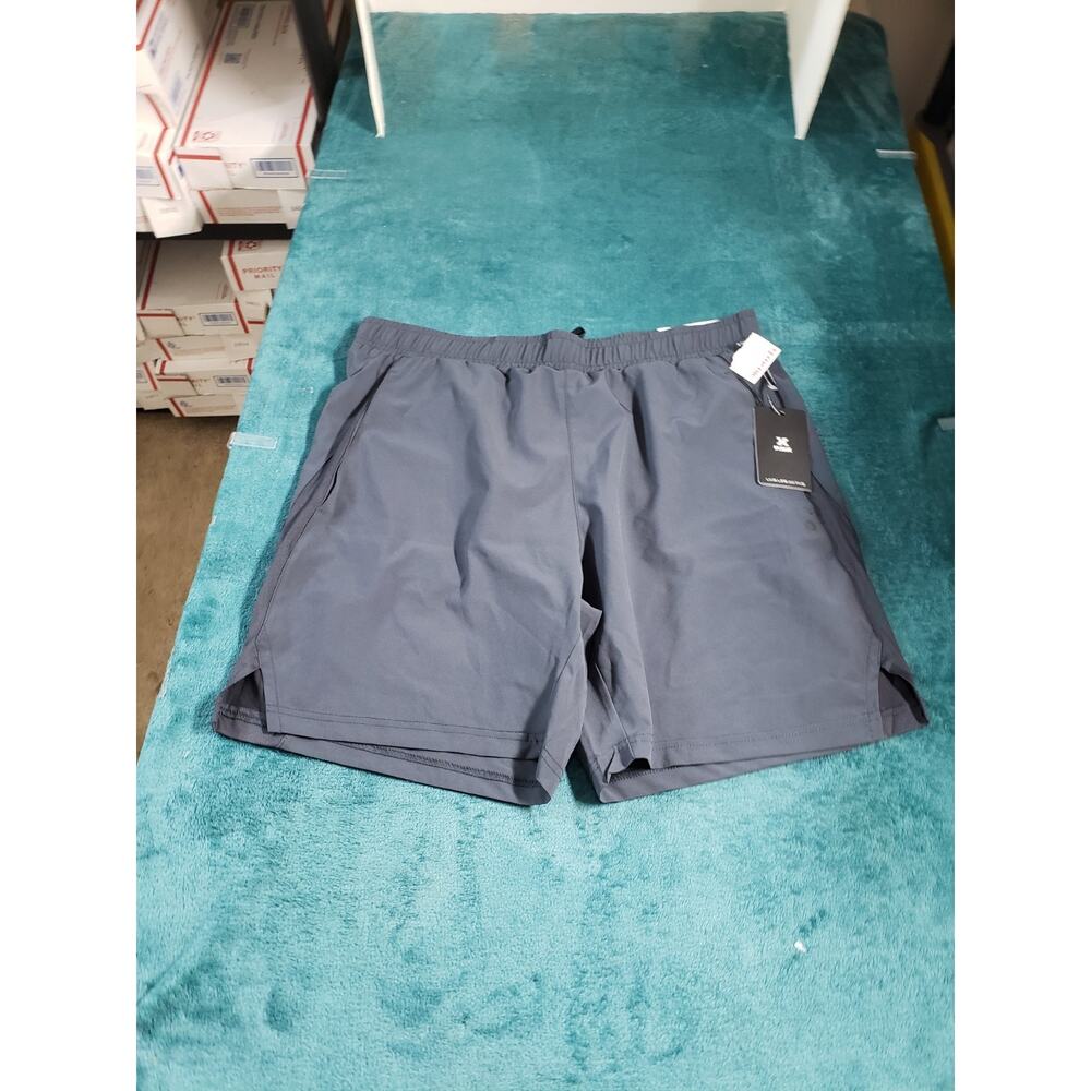 RBX Shorts Size Medium Mens Gray Running Logo Drawstring 7" Inseam NWT